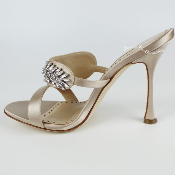 NEW MANOLO BLAHNIK Skysan Crystal Heeled Sandals - Picture 11 of 15
